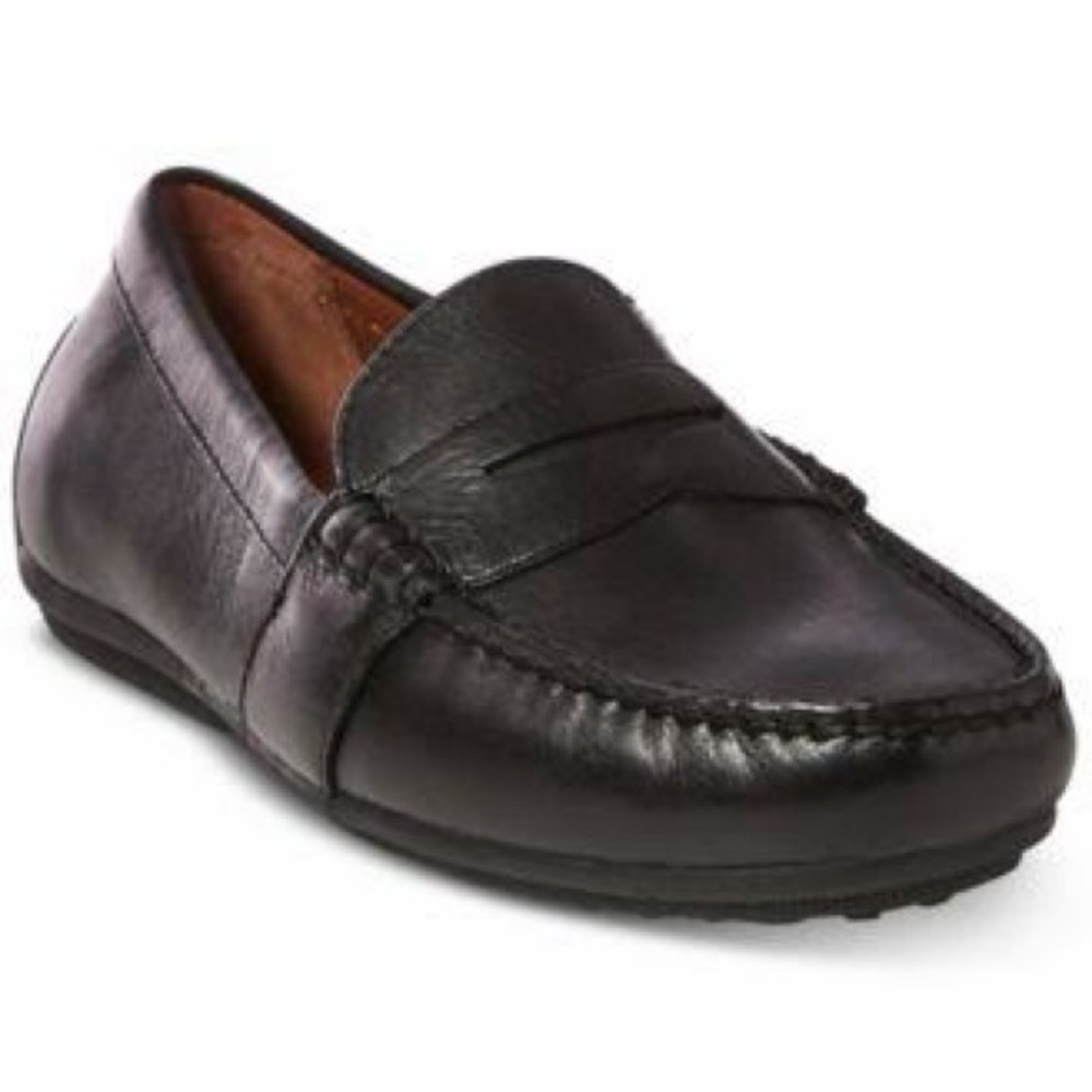 Men's Polo Ralph Lauren Reynold Black Leather Penny Driving Loafers Size 11D